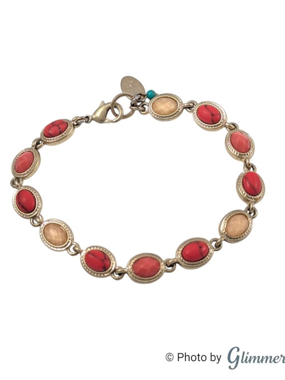 Nine West Vintage America Faux Stone Cabochon Gold Tone Bracelet